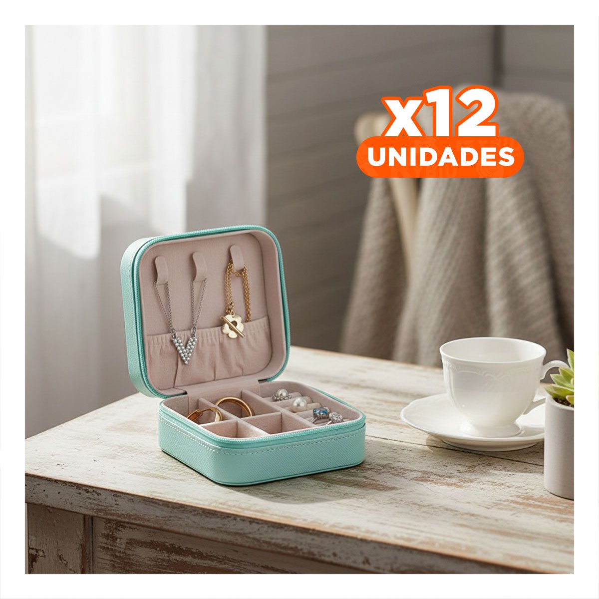 PACK12 COMPLEMENTO TURQUEZA MINI JOYERO PORTATIL PARA MUJER - 1