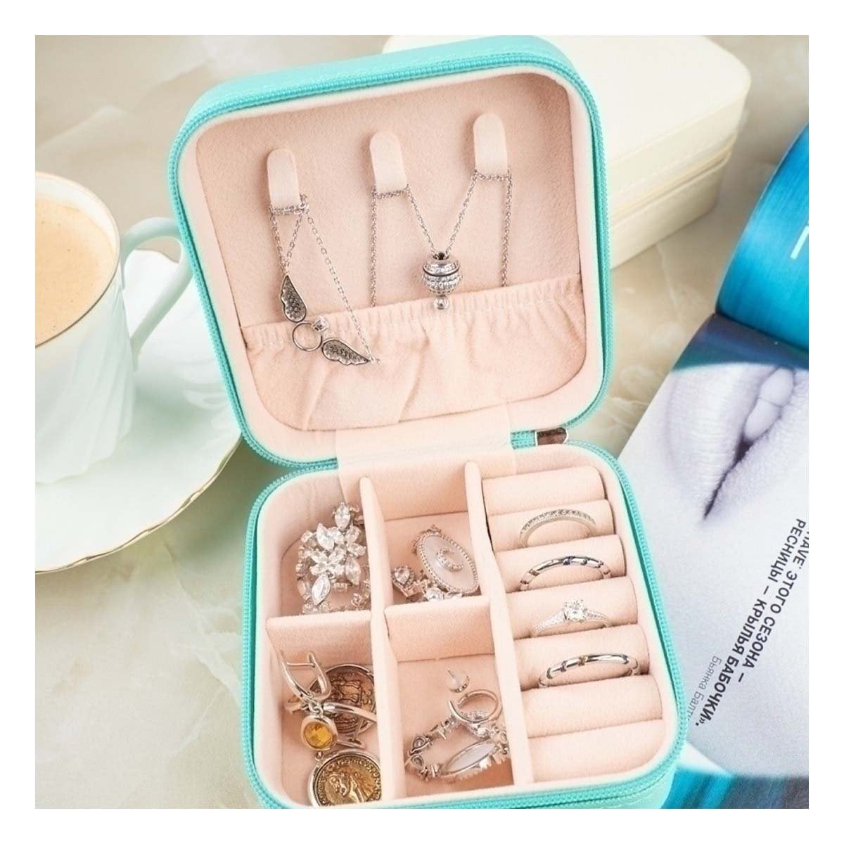 PACK12 COMPLEMENTO TURQUEZA MINI JOYERO PORTATIL PARA MUJER - 3