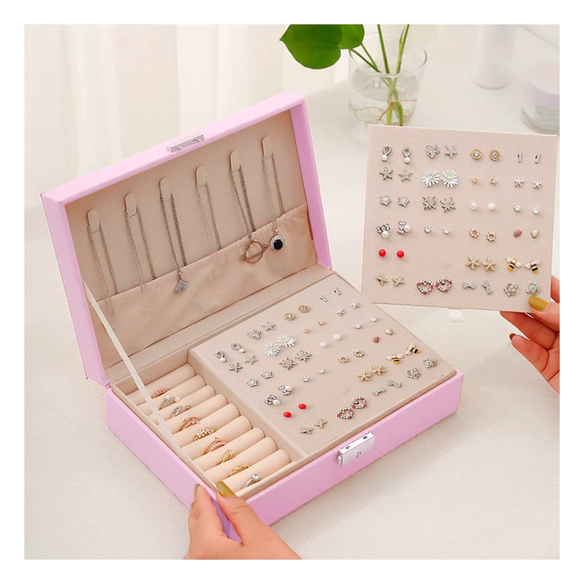 PACK4 CAJA ROSA PASTEL RECTANGULAR 20,5X12,5X5,5 CM PARA JOYAS - 3