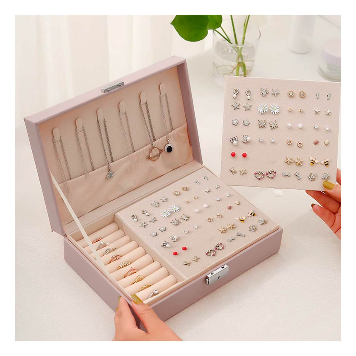 PACK12 FORMATO BEIGE BRILLANTE RECTANGULAR 20,5X12,5X5,5 CM PARA JOYAS Y+REGALO STICKER - 3
