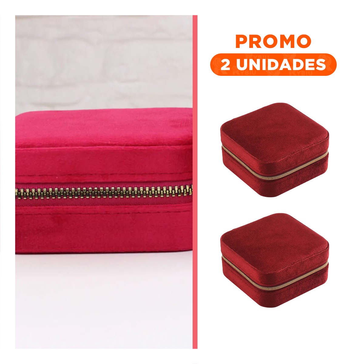 PACK2 ESTUCHE DE VIAJE TERCIOPELO VINO PARA ACCESORIOS - 1