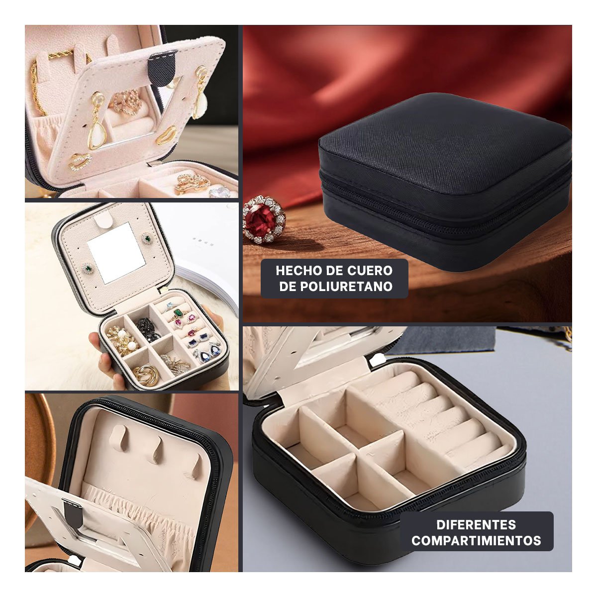 COFRE CON ESPEJO PARA VIAJE NEGRO Y+LIGAS DE REGALO - 5