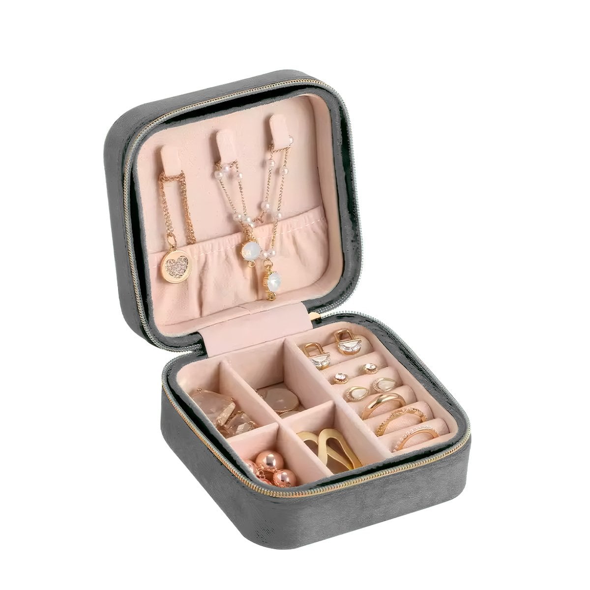 CAJA NEGRA DE TERCIOPELO PORTATIL PARA ACCESORIOS Y+PAPEL REGALO - 1