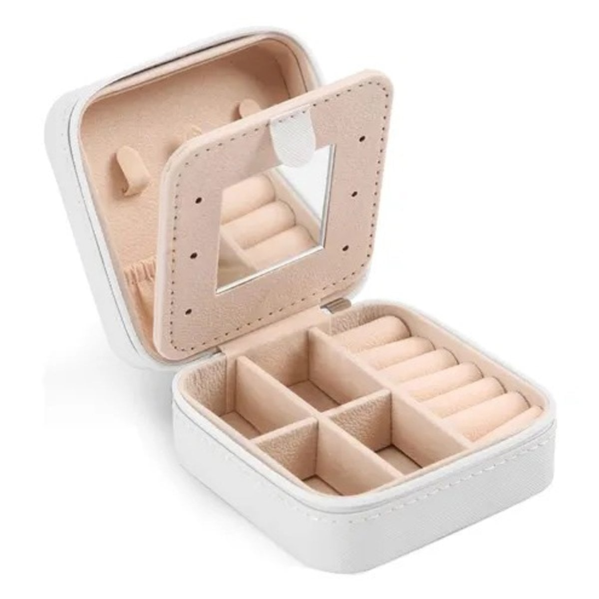 CAJA ROSADA CON ESPEJO CUERO PU PORTATIL PARA MUJER Y+PAPEL REGALO - 1
