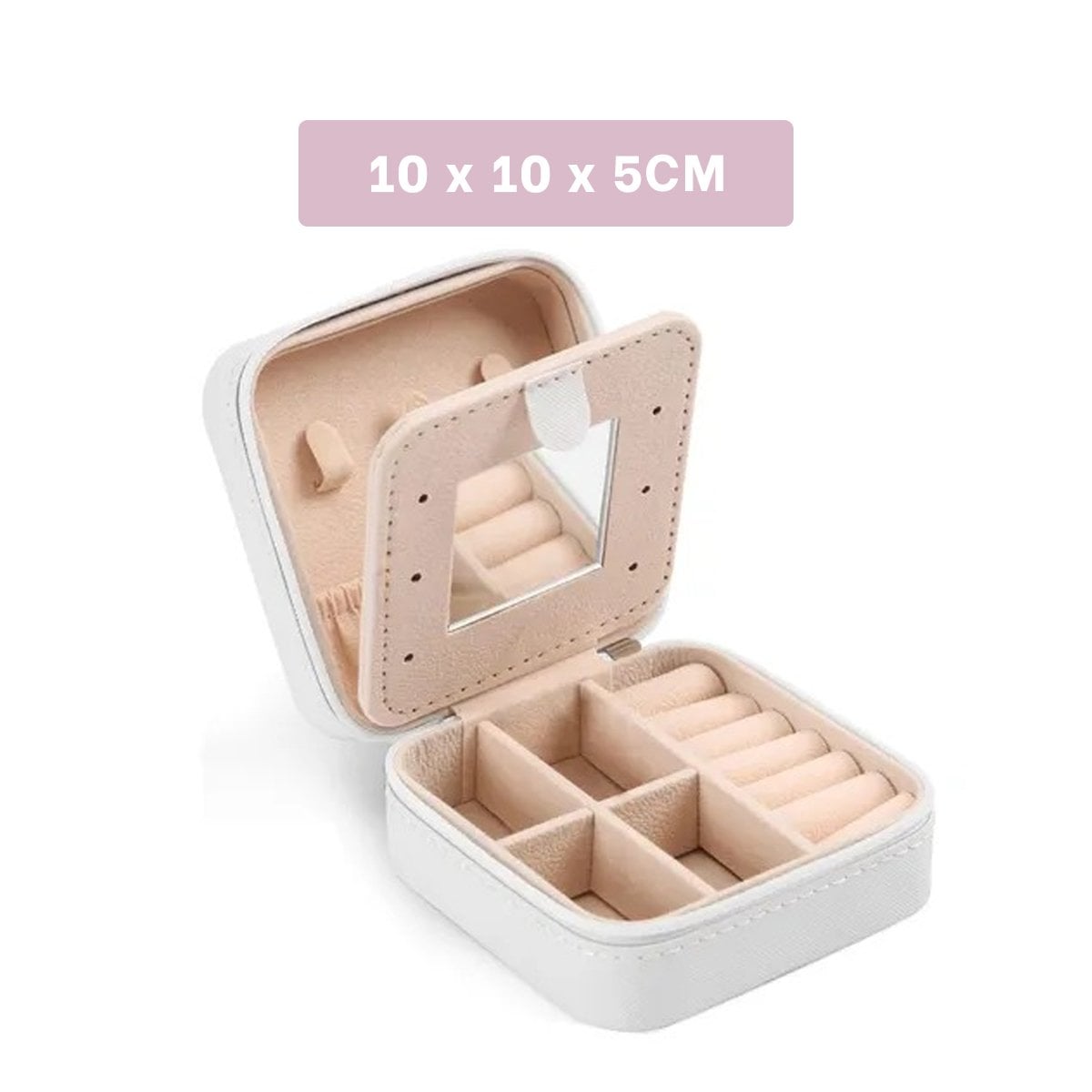 CAJA ROSADA CON ESPEJO CUERO PU PORTATIL PARA MUJER Y+PAPEL REGALO - 4