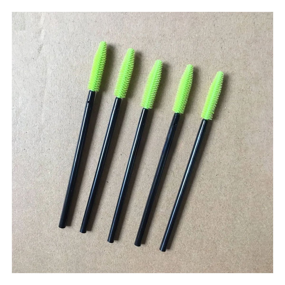 PACK4 PEINE PARA MAQUILLAJE DE SILICONA 12 PZS VERDE LIMON PESTAÑA Y CEJA Y+PAPEL REGALO - 5