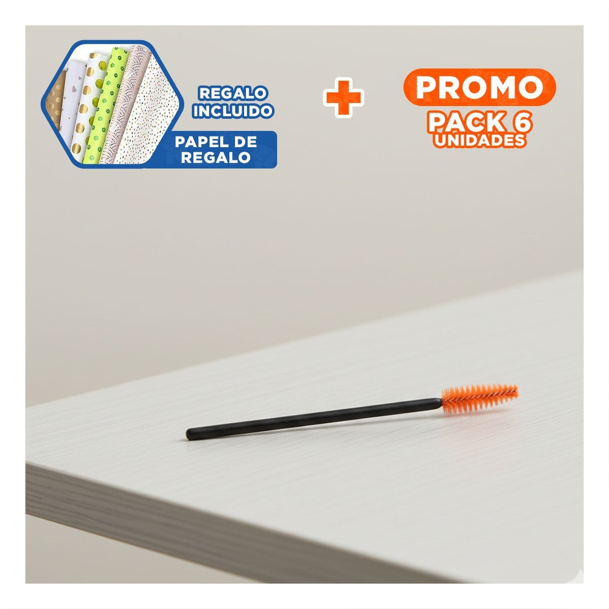 PACK6 HERRAMIENTA PARA MAQUILLAJE DE SILICONA 12 PZS NARANJA Y+PAPEL REGALO - 1