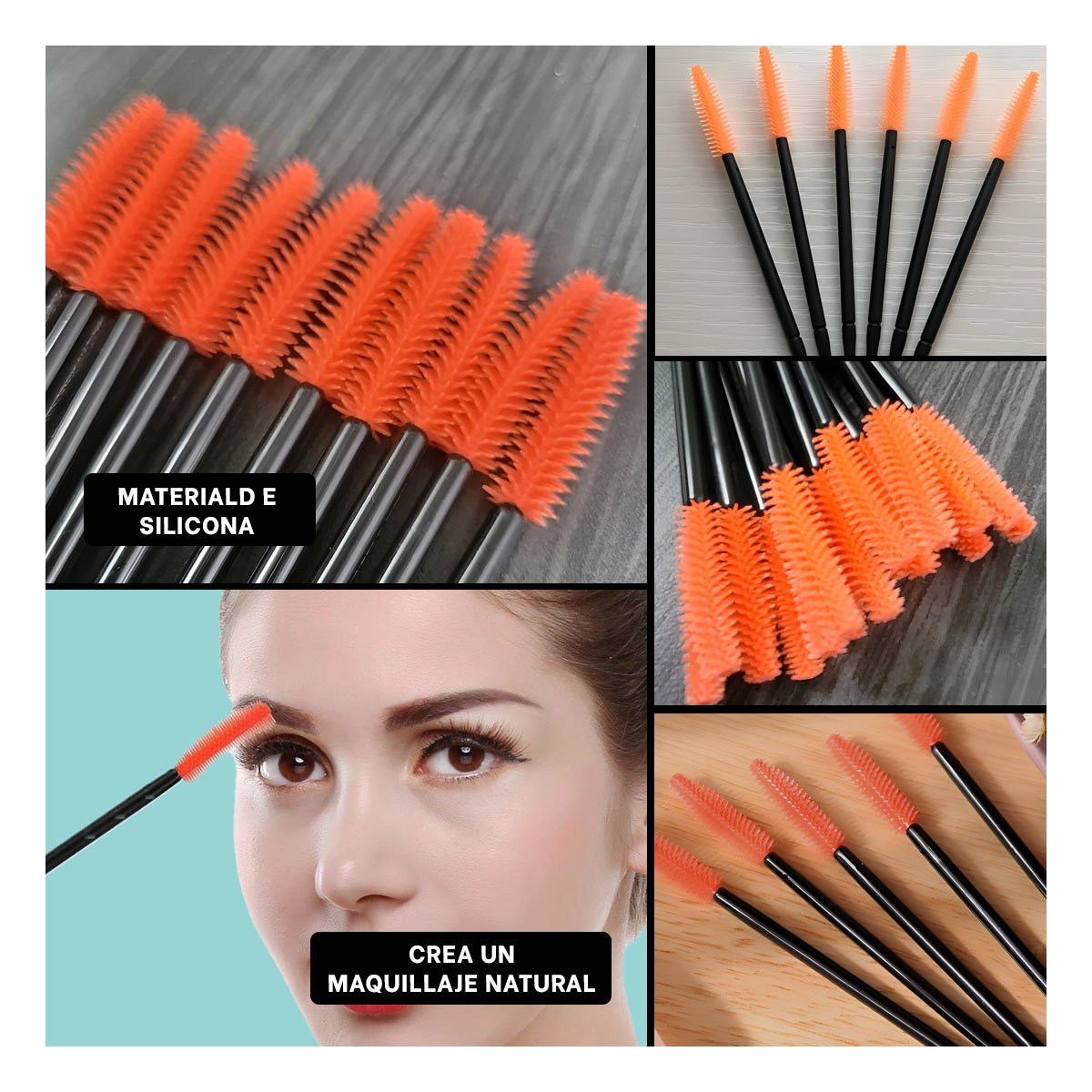 PACK6 HERRAMIENTA PARA MAQUILLAJE DE SILICONA 12 PZS NARANJA Y+PAPEL REGALO - 3
