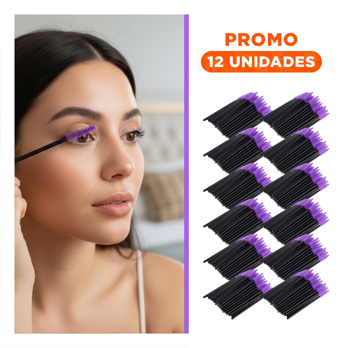 PACK12 BROCHA PARA EXTENSION DE PESTAÑA SILICONA 12 PZS MORADO Y+REGALO STICKER - 1
