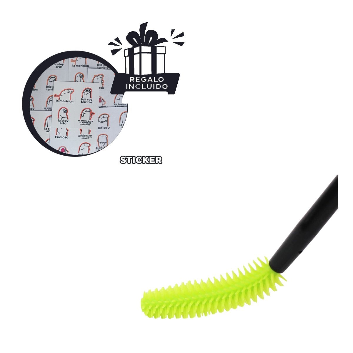 HERRAMIENTA VERDE LIMON DE SILICONA PARA PESTAÑA Y CEJA 12 PZS Y+REGALO STICKER - 1