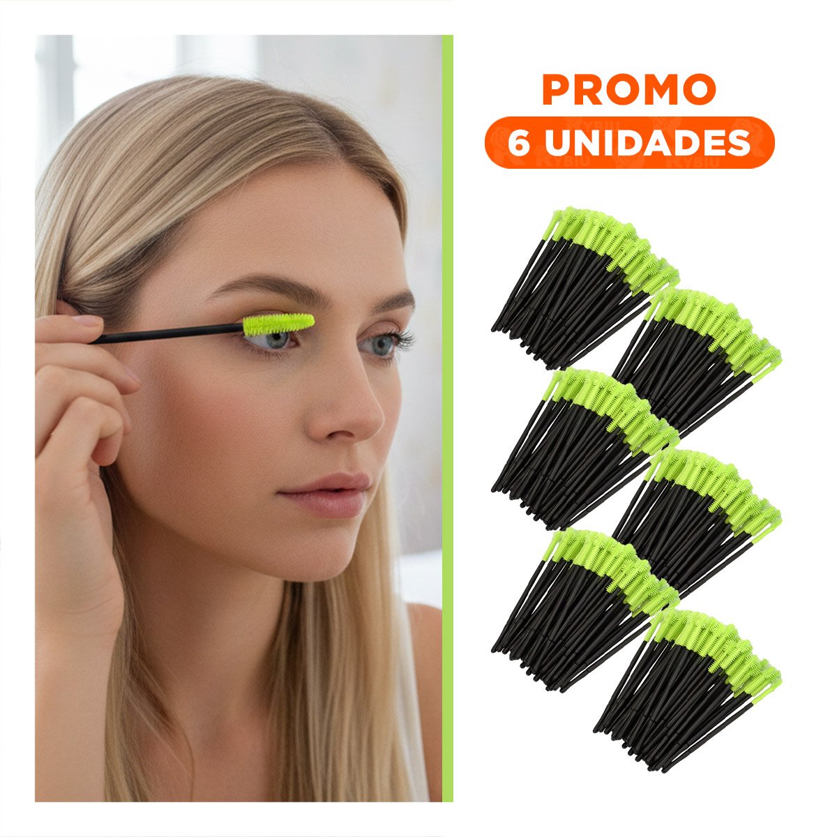 PACK6 BROCHA PARA MAQUILLAJE DE SILICONA 12 PZS VERDE LIMON PESTAÑA Y CEJA - 1