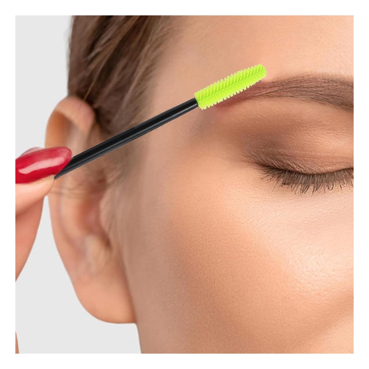 PACK6 BROCHA PARA MAQUILLAJE DE SILICONA 12 PZS VERDE LIMON PESTAÑA Y CEJA - 2