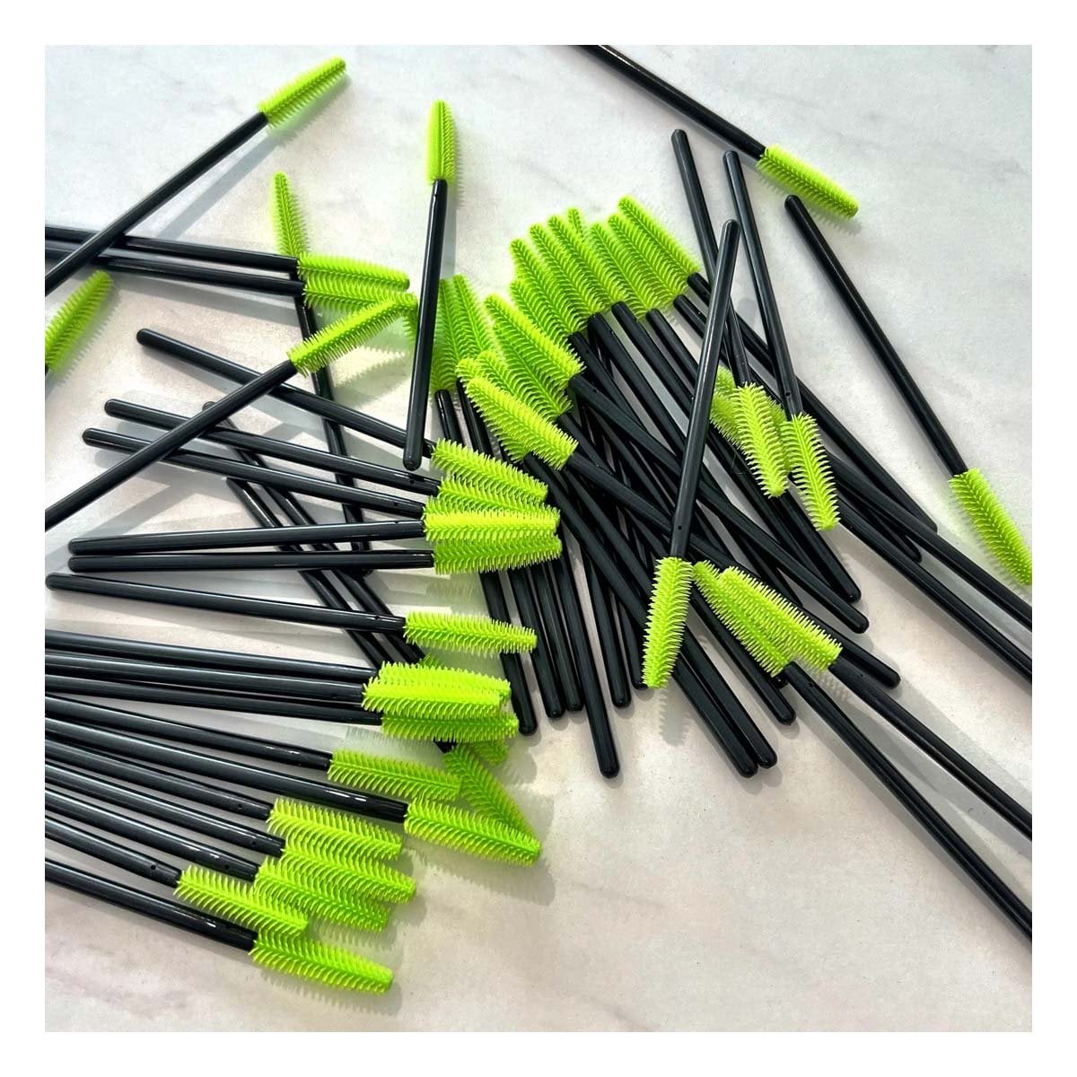 PACK6 BROCHA PARA MAQUILLAJE DE SILICONA 12 PZS VERDE LIMON PESTAÑA Y CEJA - 3