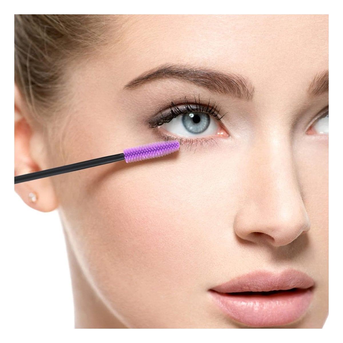 CEPILLO FLEXIBLE DE SILICONA PARA PESTAÑA Y CEJA 12 PZS MORADO Y+LIGAS REGALO - 1