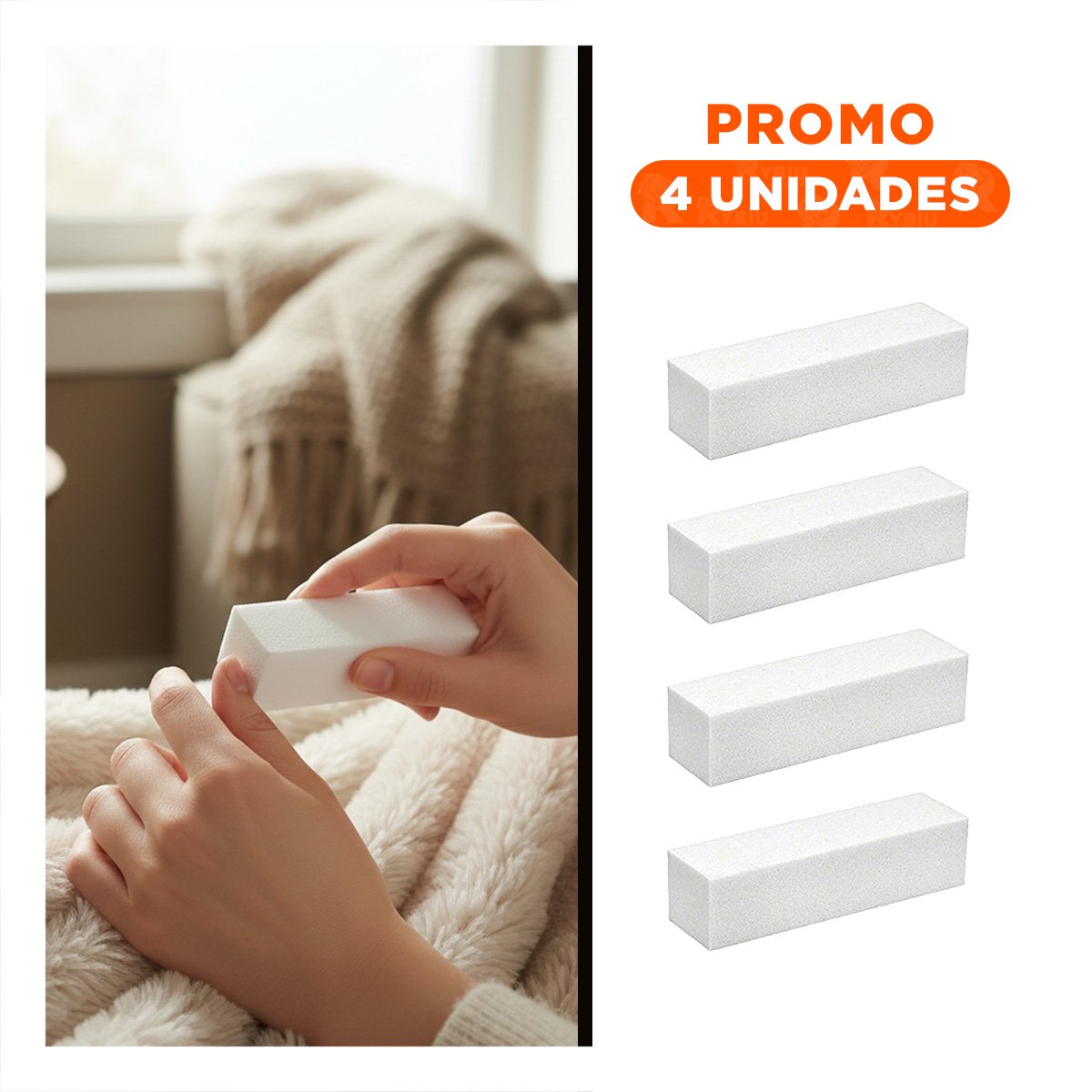 PACK4 BLOQUE BLANCO DE UÑAS PARA PULIR Y DAR FORMA Y+REGALO STICKER - 1