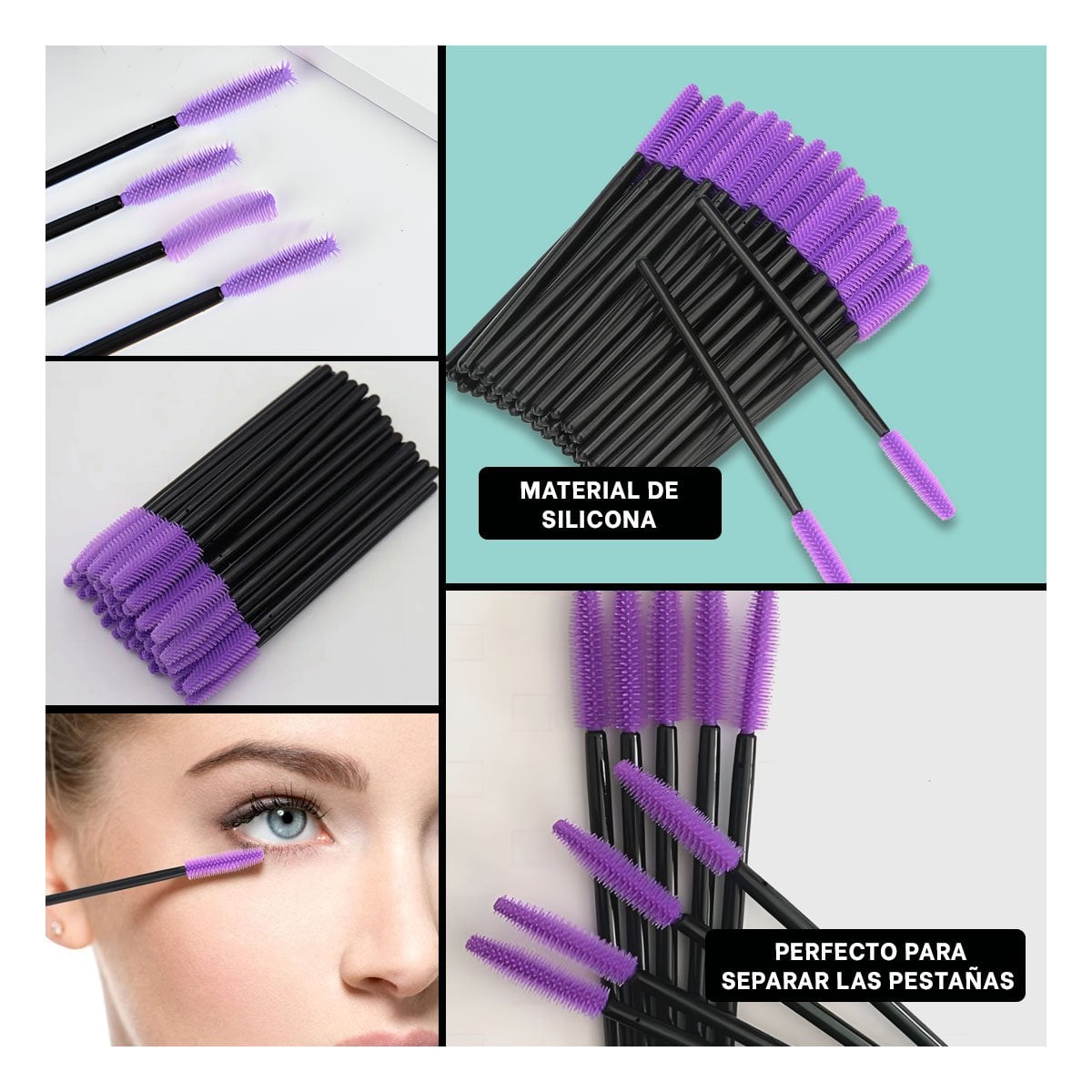 APLICADOR MORADO DE SILICONA PARA PESTAÑA Y CEJA 12 PZS - 5