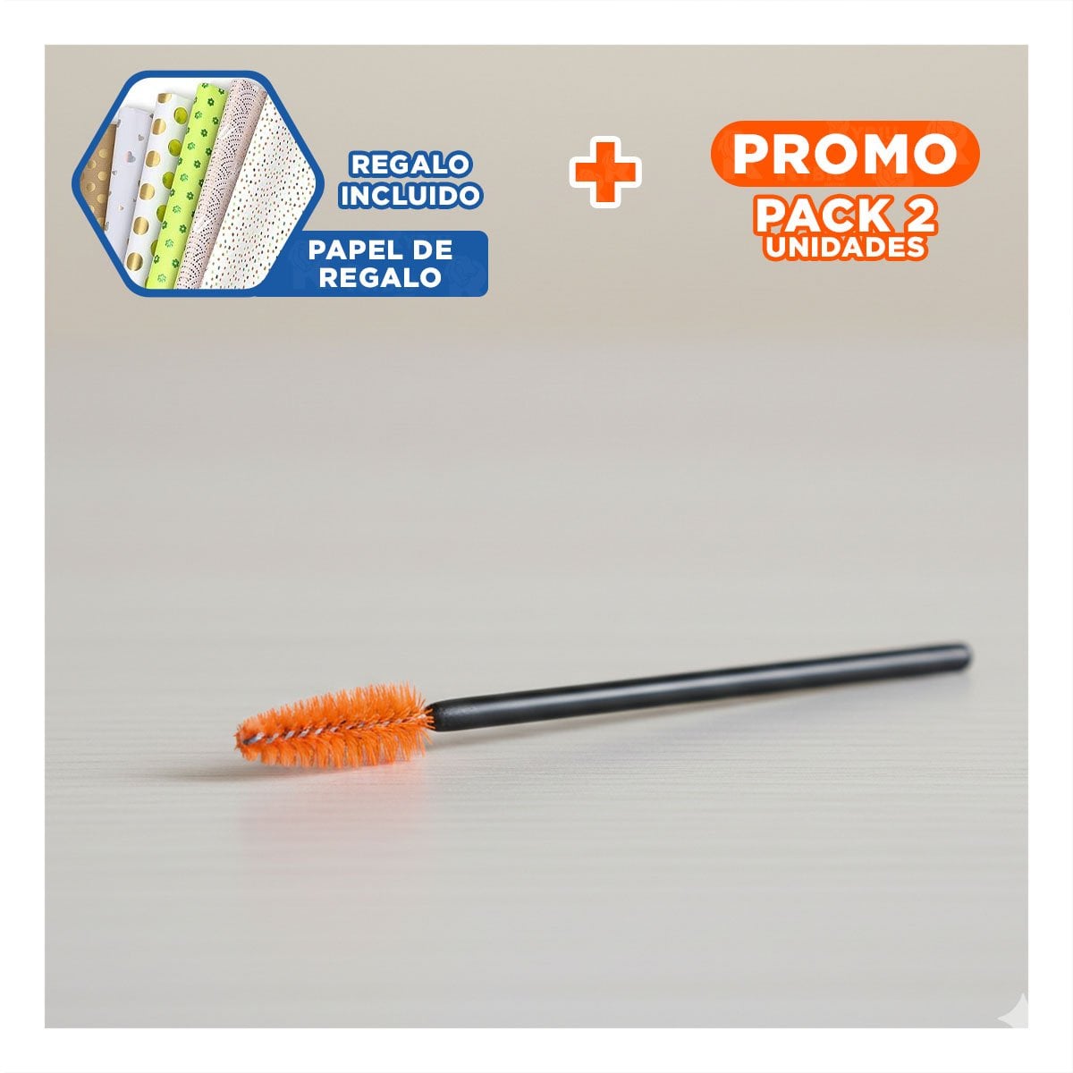 PACK2 BROCHA FLEXIBLE DE SILICONA PARA PESTAÑA Y CEJA 12 PZS NARANJA Y+PAPEL REGALO - 1