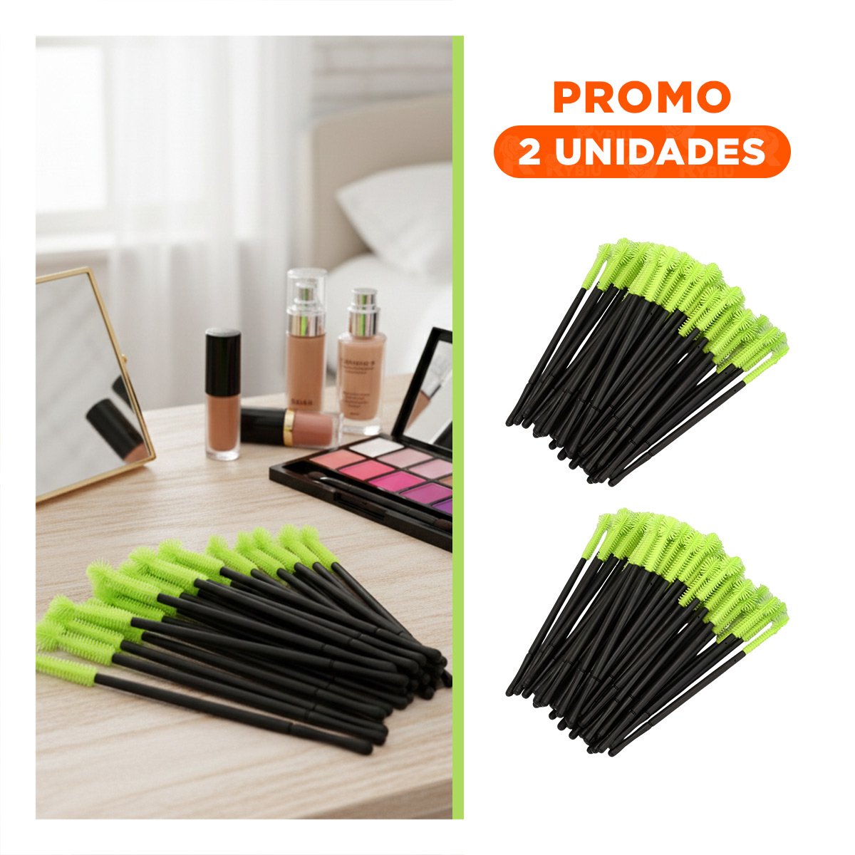 PACK2 APLICADOR FLEXIBLE DE SILICONA PARA PESTAÑA Y CEJA 12 PZS VERDE LIMON - 1