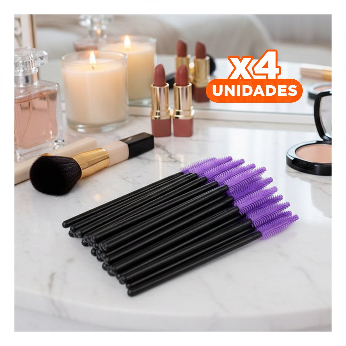 PACK4 CEPILLO PARA MAQUILLAJE DE SILICONA 12 PZS MORADO PESTAÑA Y CEJA - 1