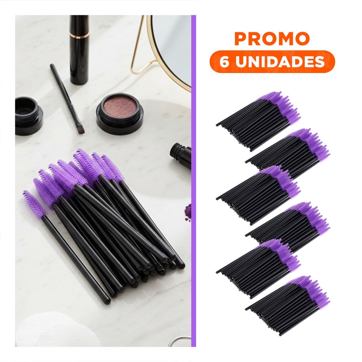 PACK6 BROCHA PARA MAQUILLAJE DE SILICONA 12 PZS MORADO PESTAÑA Y CEJA - 1