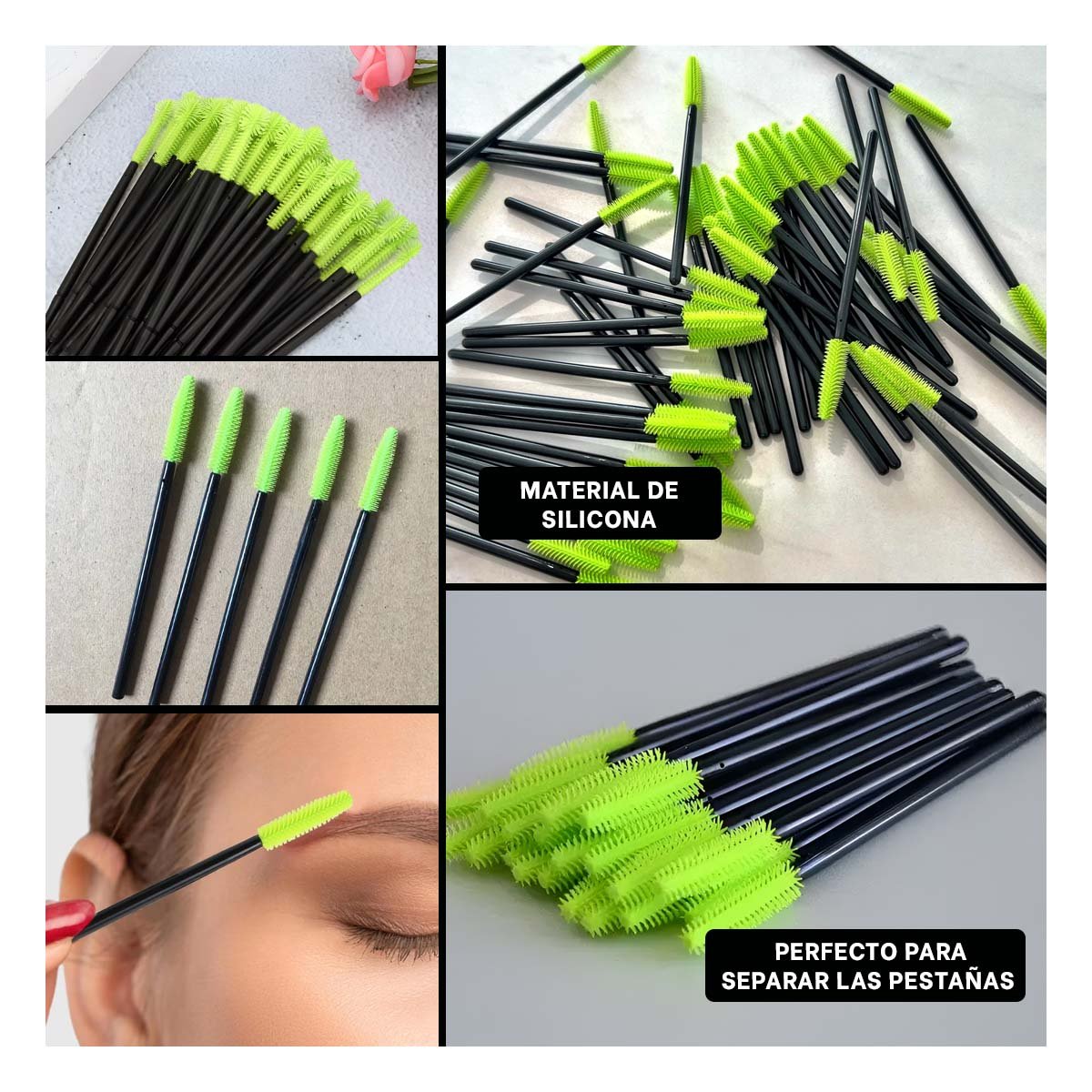 APLICADOR VERDE LIMON DE SILICONA PARA PESTAÑA Y CEJA 12 PZS - 5
