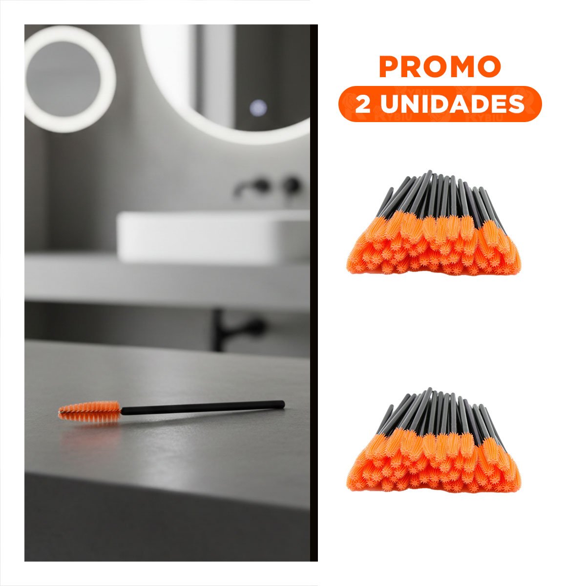 PACK2 APLICADOR FLEXIBLE DE SILICONA PARA PESTAÑA Y CEJA 12 PZS NARANJA - 1