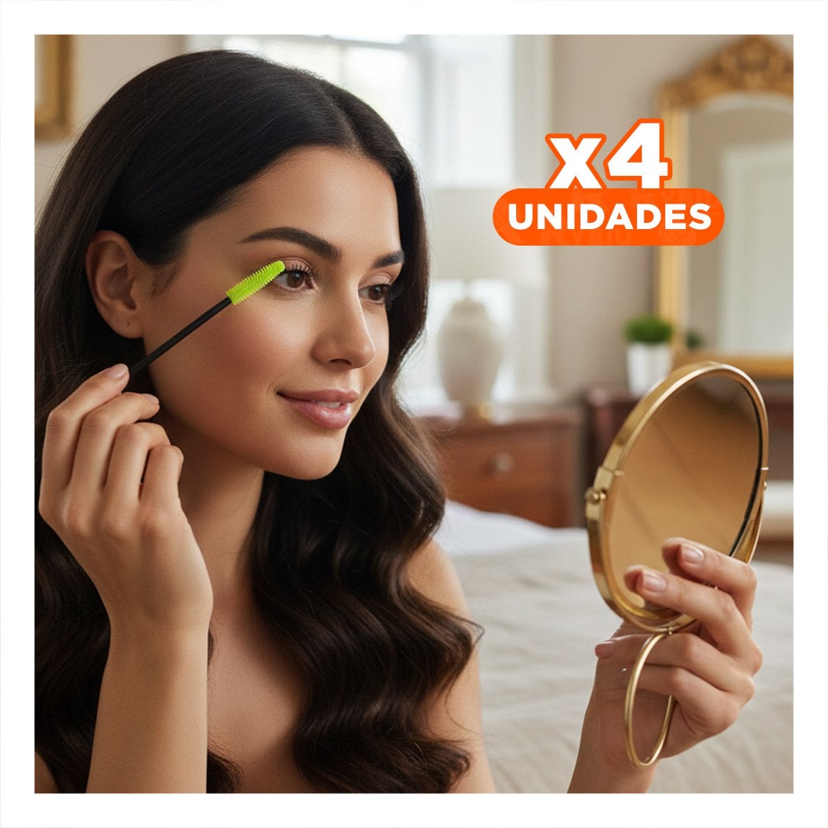 PACK4 CEPILLO PARA MAQUILLAJE DE SILICONA 12 PZS VERDE LIMON PESTAÑA Y CEJA - 1