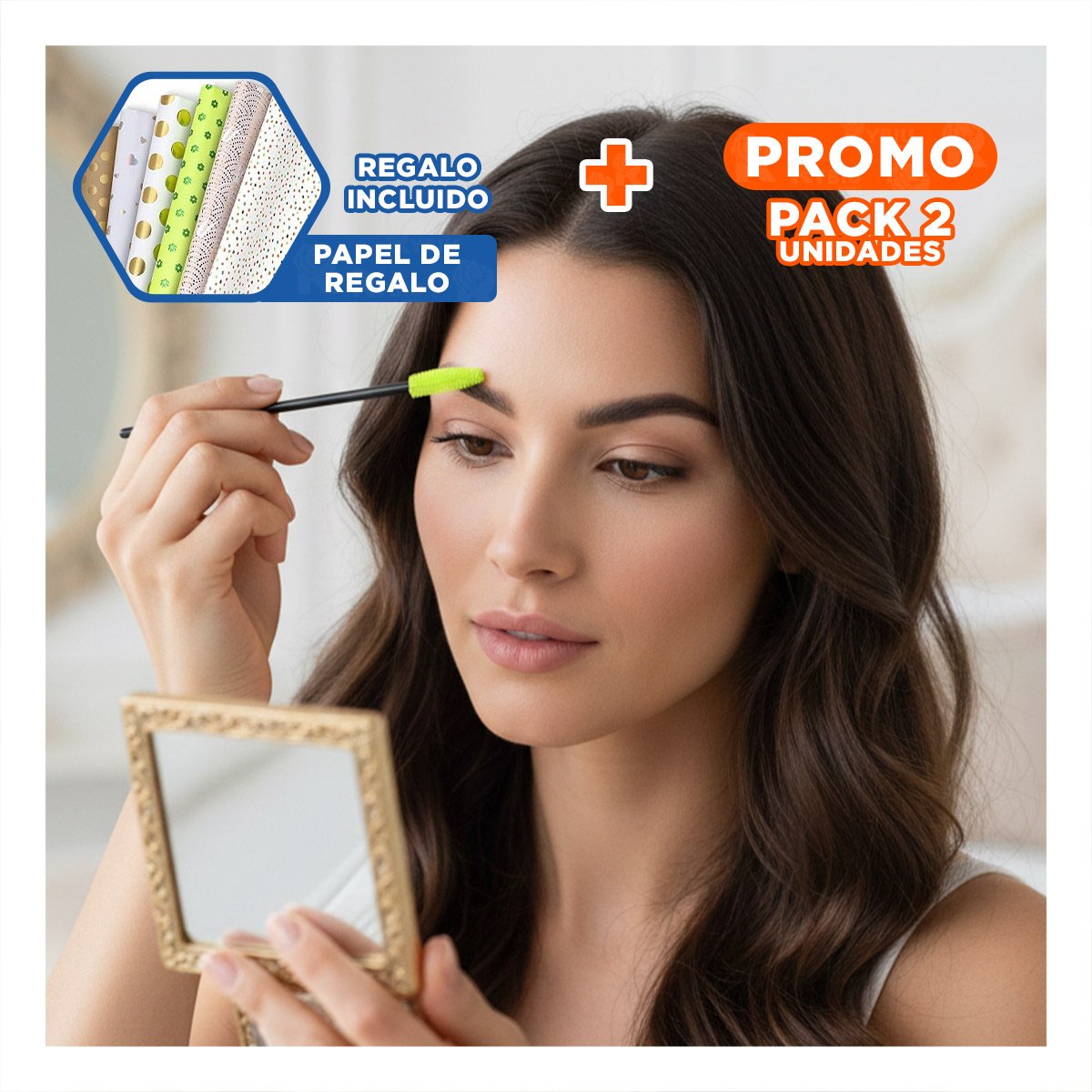 PACK2 BROCHA FLEXIBLE DE SILICONA PARA PESTAÑA Y CEJA 12 PZS VERDE LIMON Y+PAPEL REGALO - 1