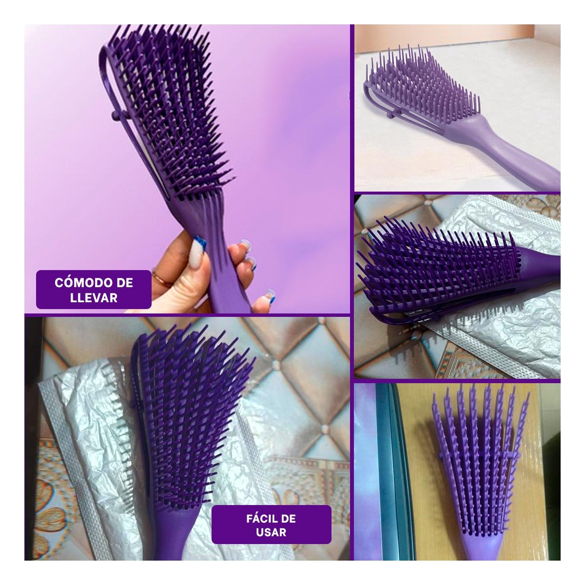 PEINETA LIGERA DESENREDANTE MORADO PARA MUJER - 5