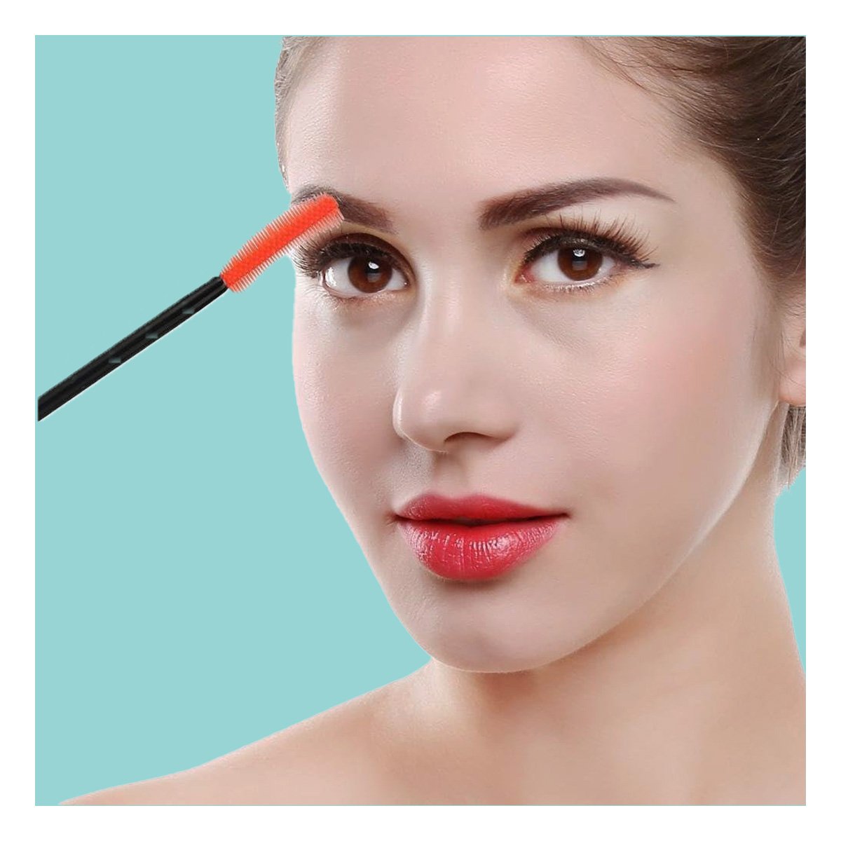 CEPILLO FLEXIBLE DE SILICONA PARA PESTAÑA Y CEJA 12 PZS NARANJA Y+LIGAS REGALO - 2
