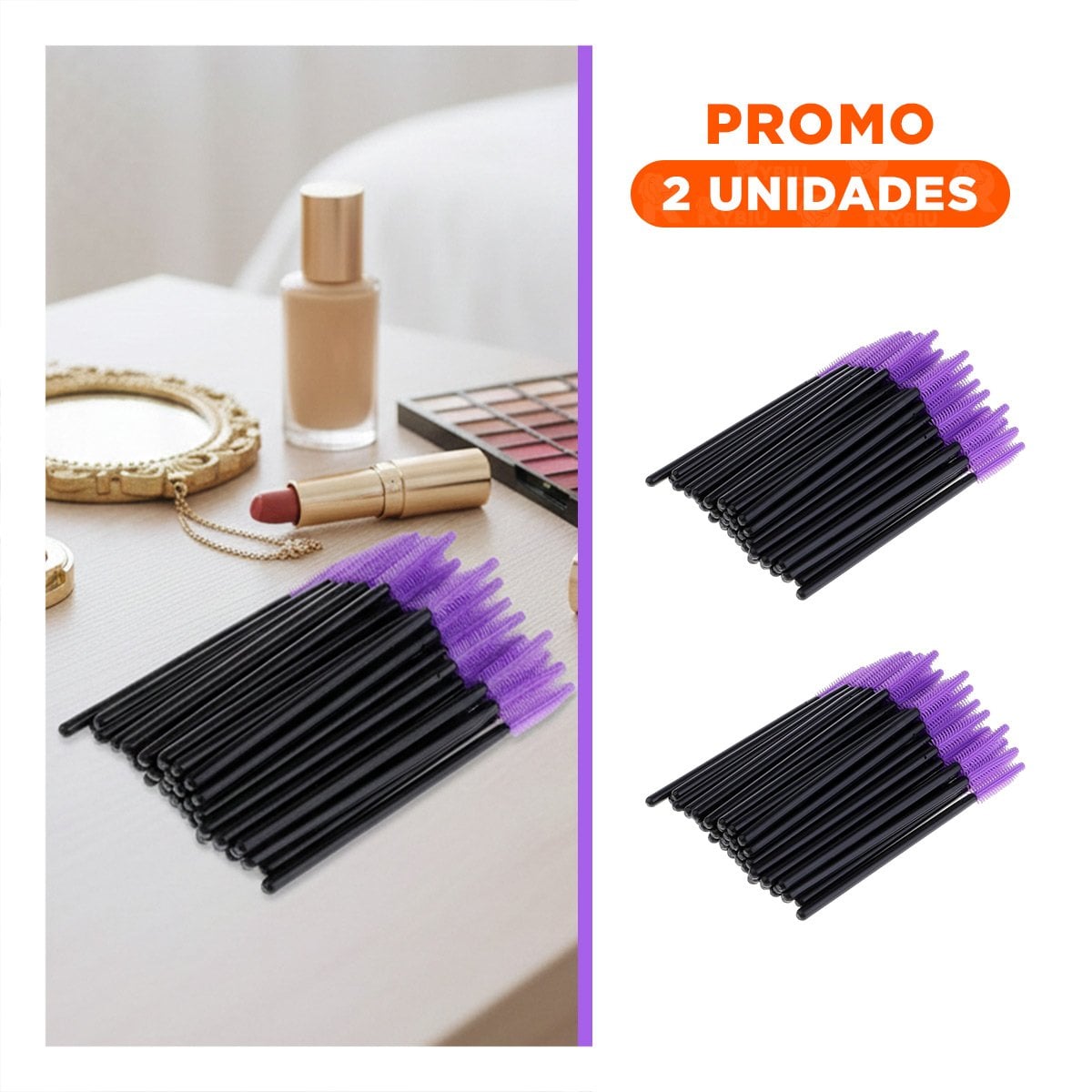 PACK2 APLICADOR FLEXIBLE DE SILICONA PARA PESTAÑA Y CEJA 12 PZS MORADO - 1