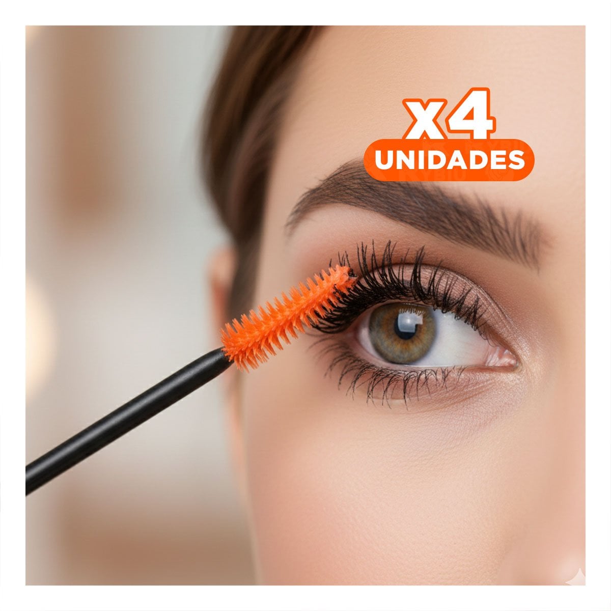 PACK4 CEPILLO PARA MAQUILLAJE DE SILICONA 12 PZS NARANJA PESTAÑA Y CEJA - 1