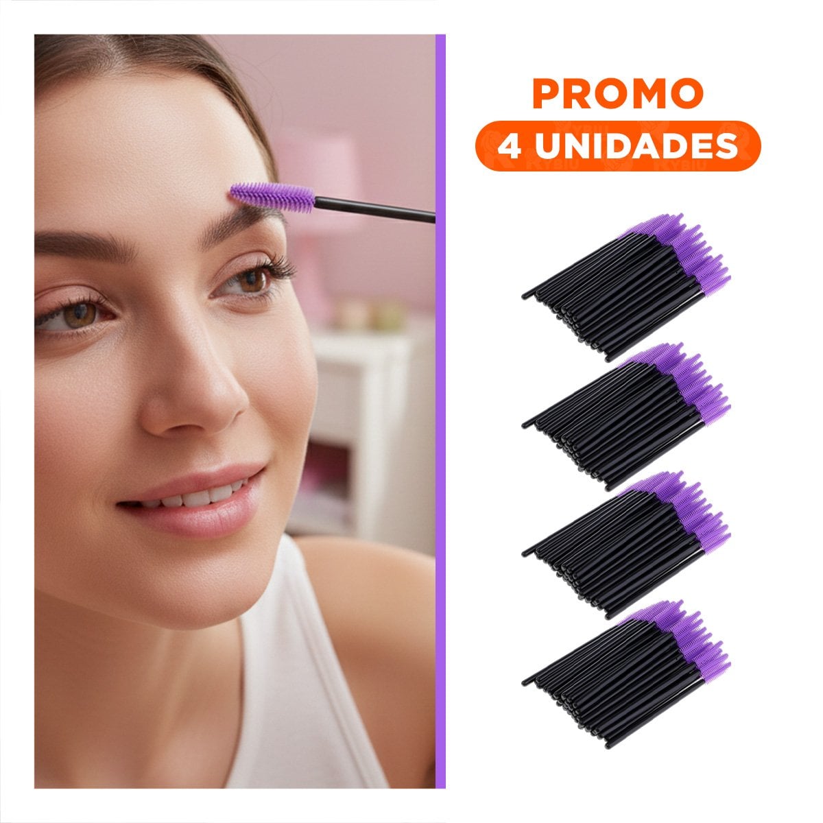 PACK4 APLICADOR PARA MAQUILLAJE DE SILICONA 12 PZS MORADO PESTAÑA Y CEJA Y+REGALO STICKER - 1