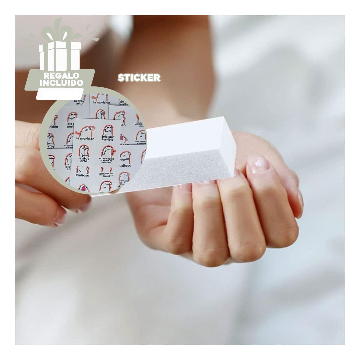 HERRAMIENTA COMPACTA DE UÑAS BLOQUE BLANCO PARA VIAJE Y+REGALO STICKER - 1