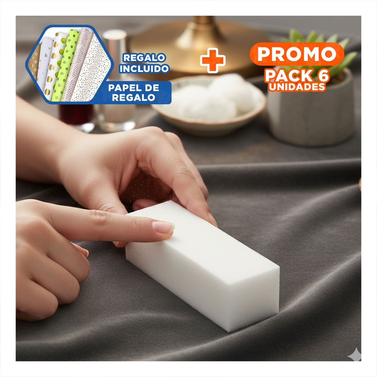 PACK6 HERRAMIENTA BLANCA DE UÑAS BLOQUE PARA USO DIARIO Y+PAPEL REGALO - 1