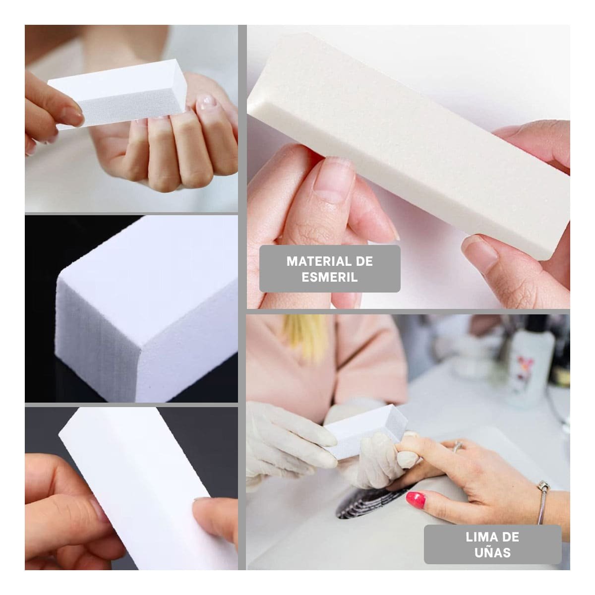 PACK6 HERRAMIENTA BLANCA DE UÑAS BLOQUE PARA USO DIARIO Y+PAPEL REGALO - 3