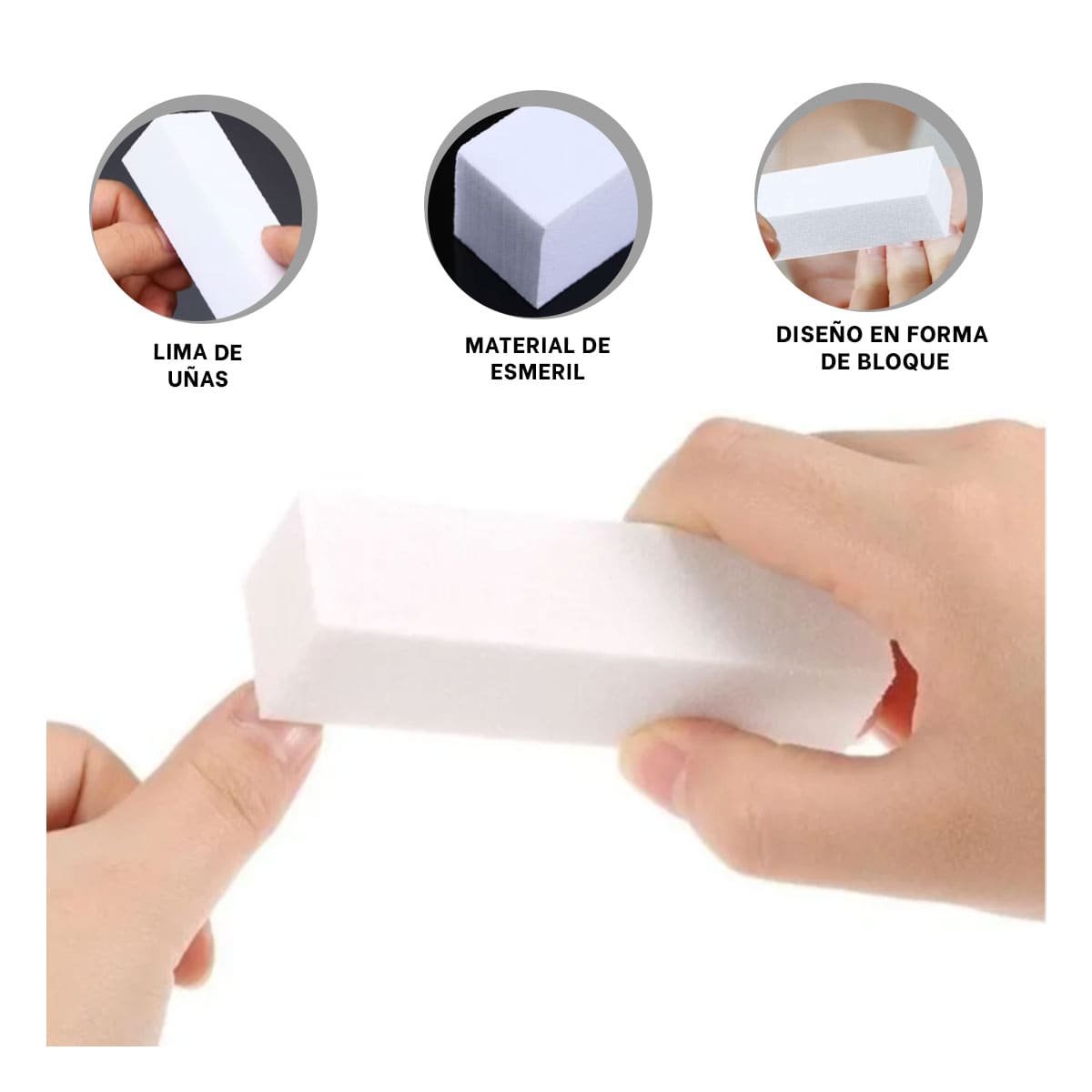 BLOQUE COMPACTO DE UÑAS BLANCO PARA MANICURE RAPIDO - 3