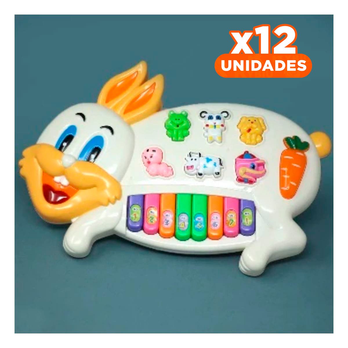 PACK12 PIANO SONORO CONEJO CON NUMEROS Y ANIMALES PARA APRENDIZAJE DIARIO - 1