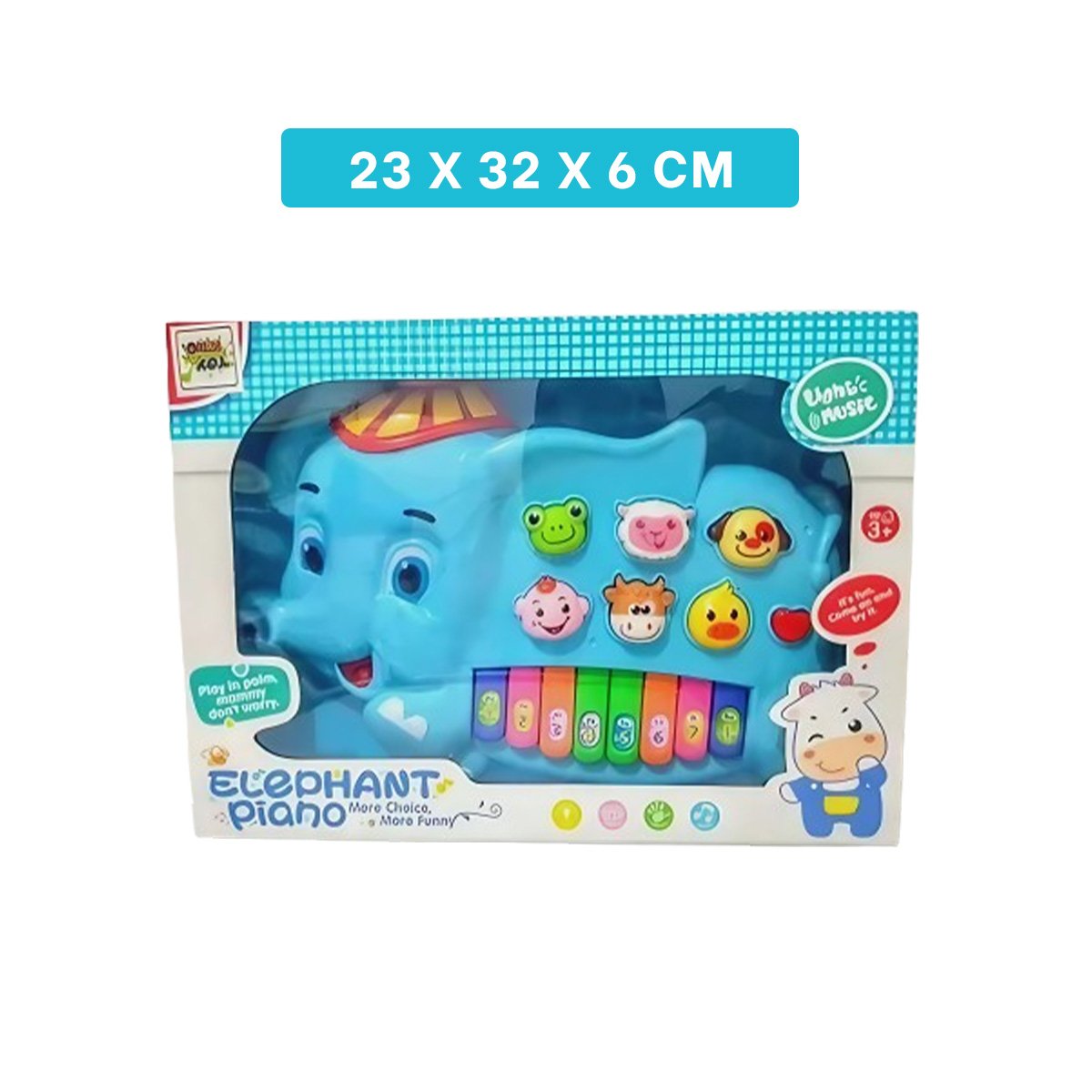 PACK2 PIANO EDUCATIVO ELEFANTE CON GORRO NUMEROS Y ANIMALES INFANTIL Y+PAPEL REGALO - 4