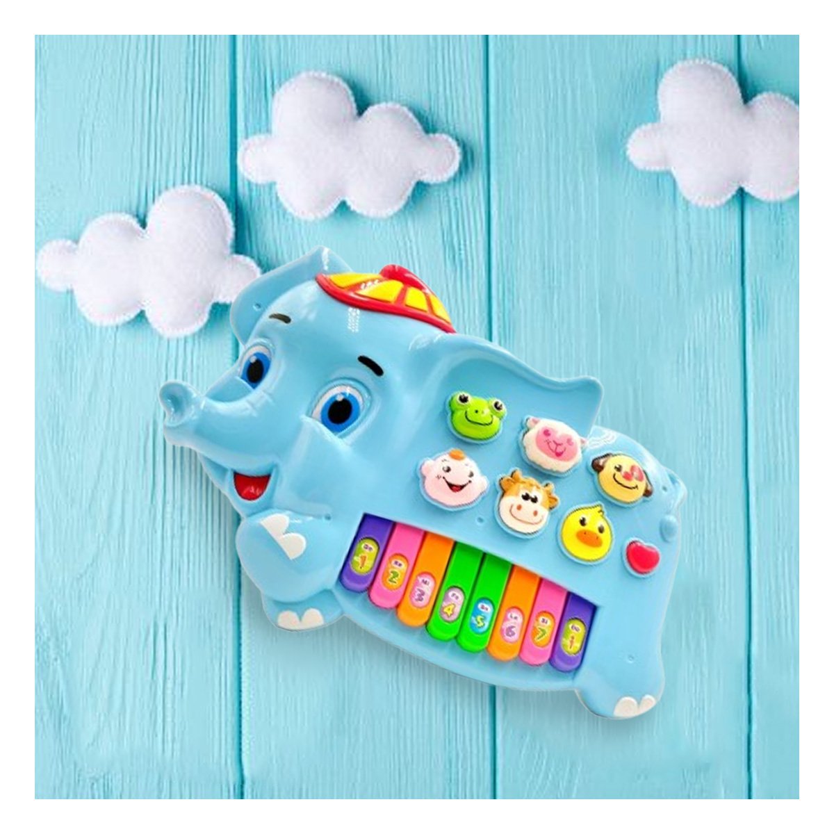 PACK2 PIANO EDUCATIVO ELEFANTE CON GORRO NUMEROS Y ANIMALES INFANTIL Y+PAPEL REGALO - 5