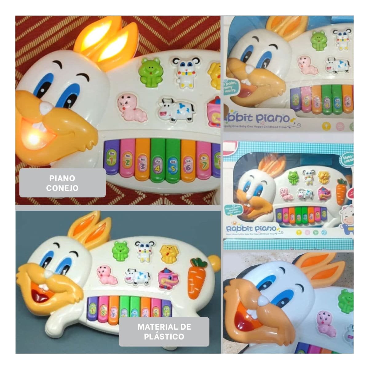 PACK4 JUEGO SONORO CONEJO CON NUMEROS Y ANIMALES PARA DIVERSION Y+REGALO STICKER - 2
