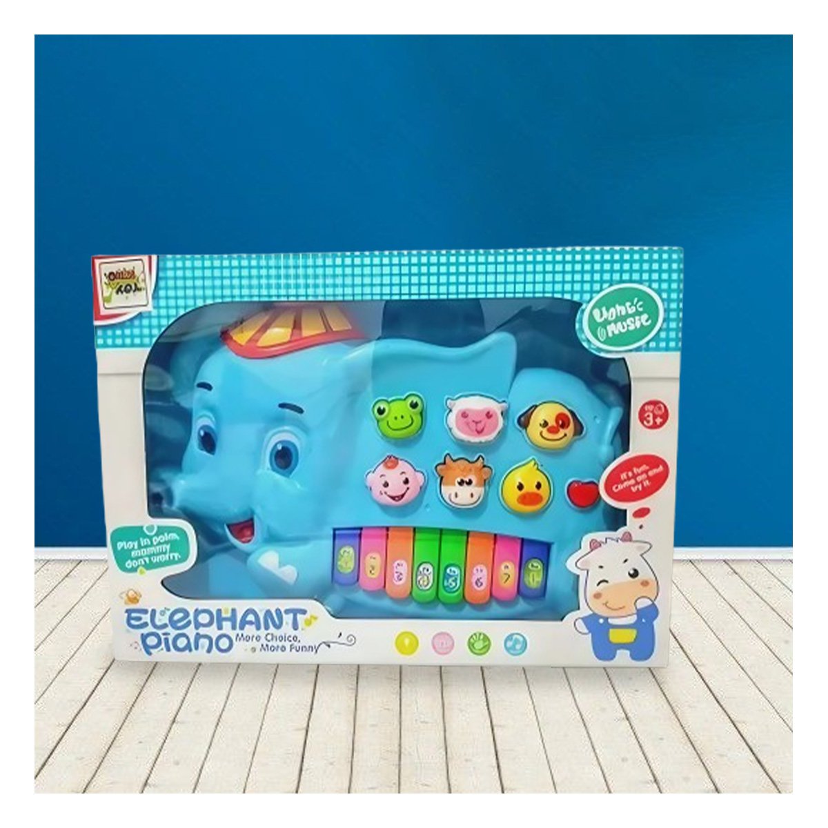 PACK4 INSTRUMENTO MUSICAL ELEFANTE CON GORRO NUMEROS Y ANIMALES PARA CASA - 3