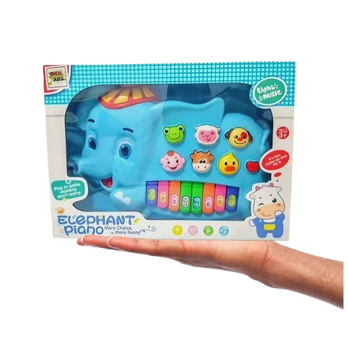 PACK4 PIANO INTERACTIVO ELEFANTE CON GORRO NUMEROS Y ANIMALES DIDACTICO Y+PAPEL REGALO - 3