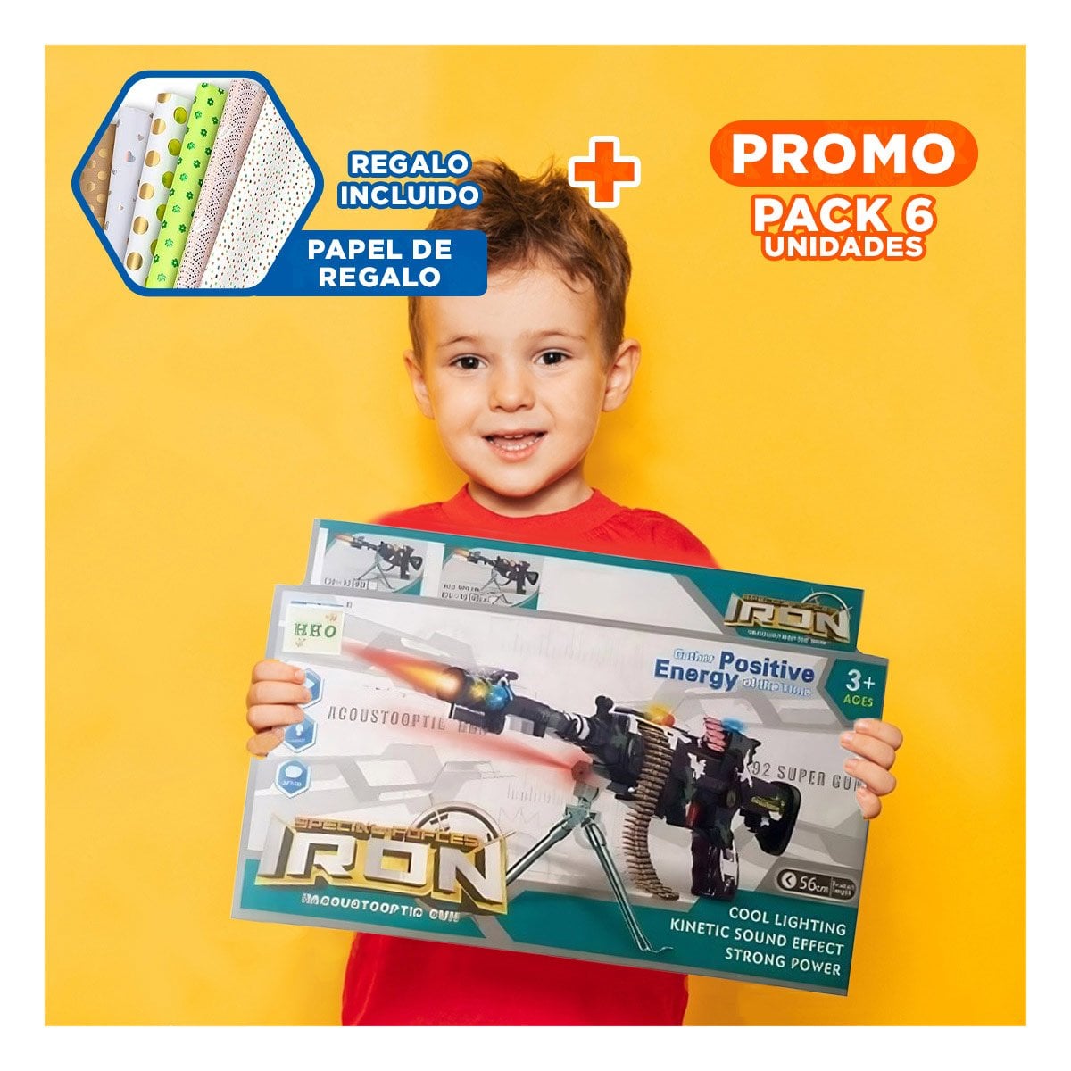 PACK6 LANZADOR DE JUGUETE PARA NIÑOS Y+PAPEL DE REGALO - 1
