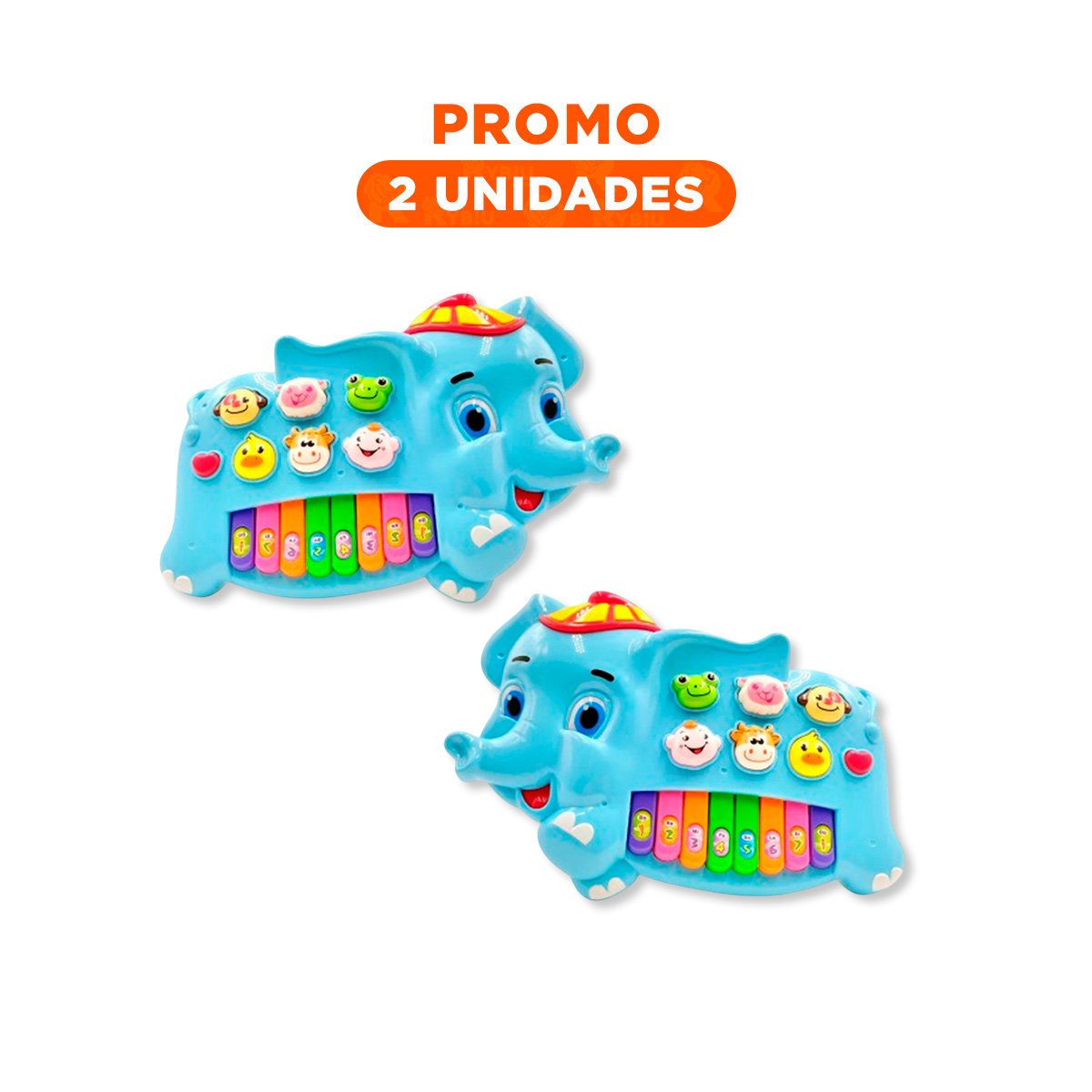 PACK2 INSTRUMENTO SONORO ELEFANTE CON GORRO NUMEROS Y ANIMALES PARA JUEGO - 1