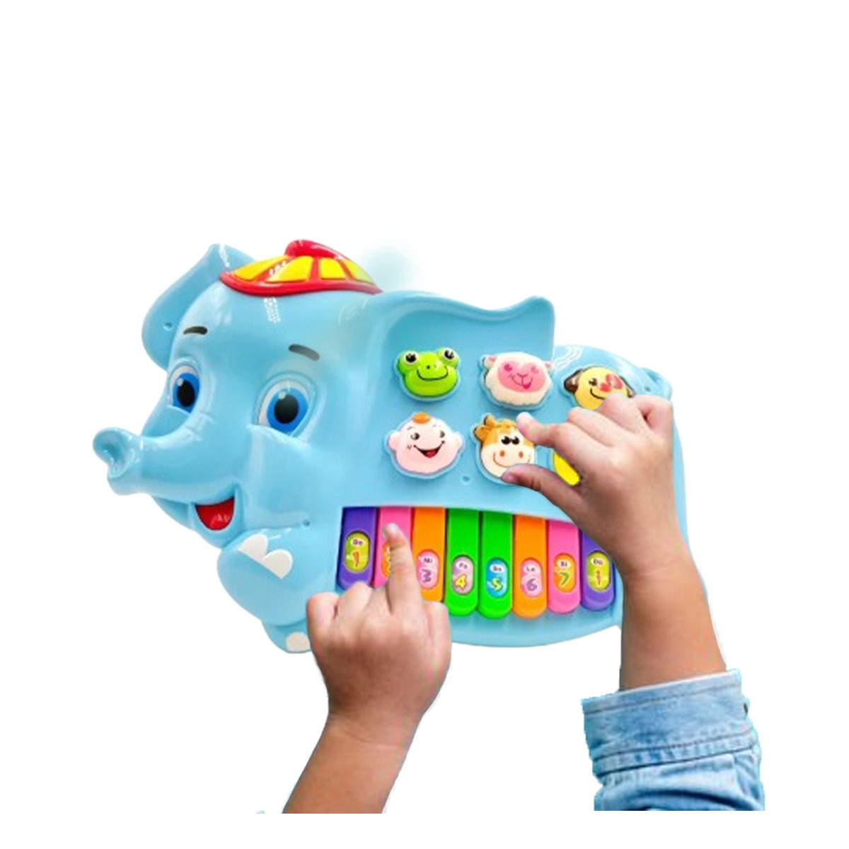 TECLADO SONORO ELEFANTE CON GORRO NUMEROS Y ANIMALES PARA JUEGO EN CASA Y+LIGAS REGALO - 3