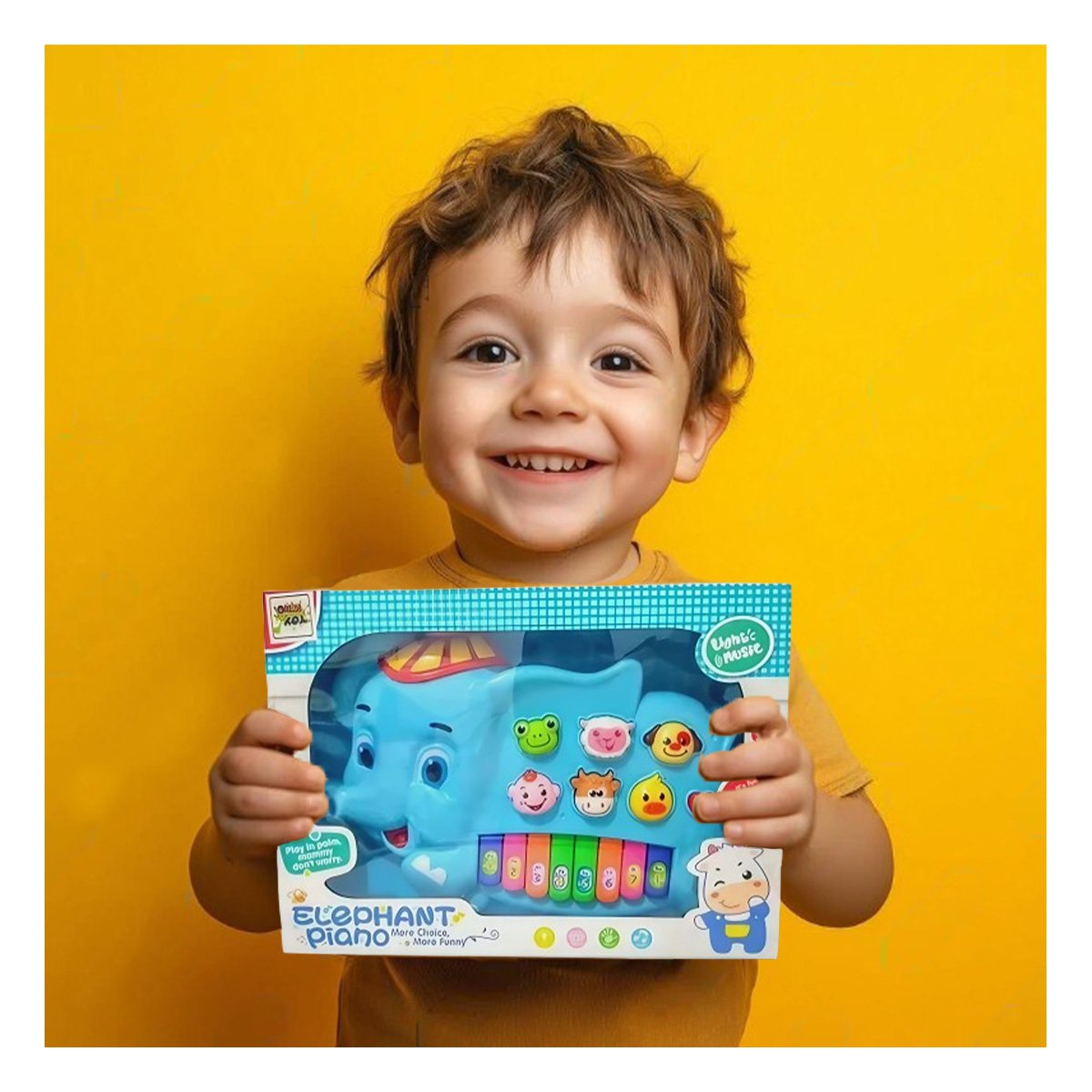 PACK6 PIANO MUSICAL ELEFANTE CON GORRO NUMEROS Y ANIMALES PARA INFANTES Y+PAPEL REGALO - 2