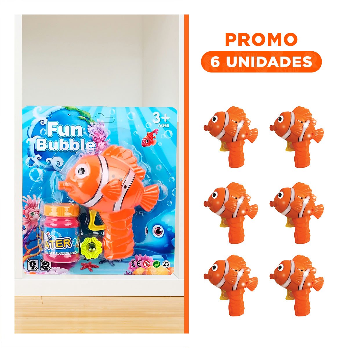 PACK6 ARTICULO DE BURBUJAS DE PEZ PARA JUEGO CREATIVO - 1