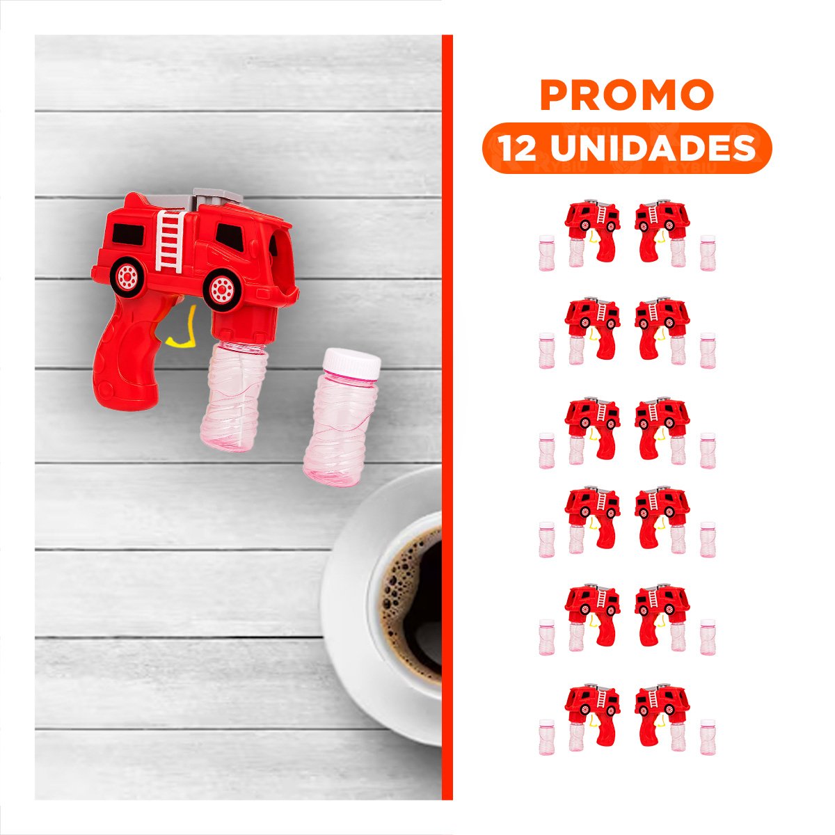 PACK12 PROYECTOR DE BURBUJAS INFANTIL CAMION PARA JUEGOS SOCIALES Y+REGALO STICKER - 1