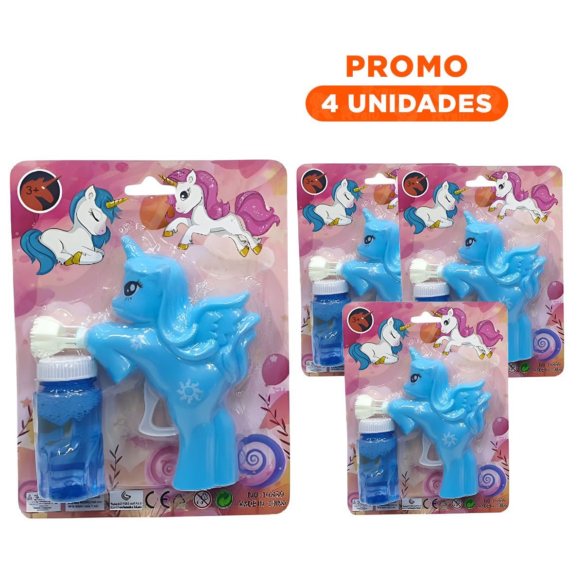 PACK4 DISPENSADOR DE BURBUJAS DE UNICORNIO PARA USO EN CASA O EXTERIOR Y+REGALO STICKER - 1